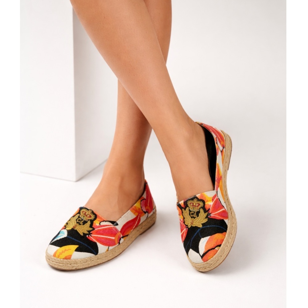 Christian Louboutin printed canvas Espadrille Flats loafers moccasins multi 37